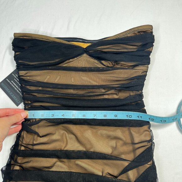 NWT Norma Kamali Walter Dress Ruched Sheer Knee Bodycon Fitted Black Medium - Picture 7 of 16